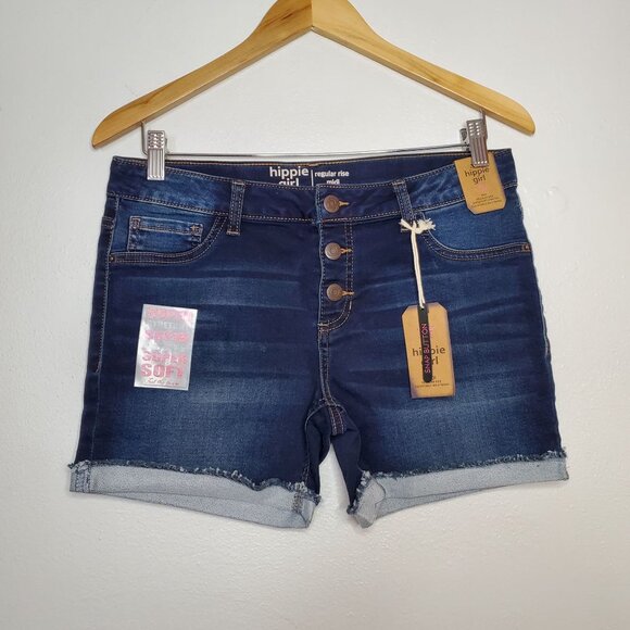 Hippie Girl Super Soft Denim Midi Shorts Regular Rise Button Fly Bundle of 3 Siz - Picture 2 of 4